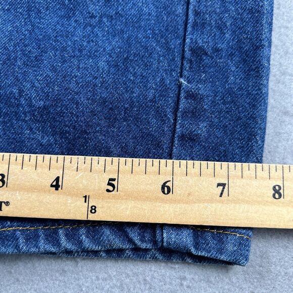 Levis 505 Orange Tab Mid Rise Dark Wash Distressed Denim‎ Blue Jeans Mens 36x32 - Picture 11 of 16